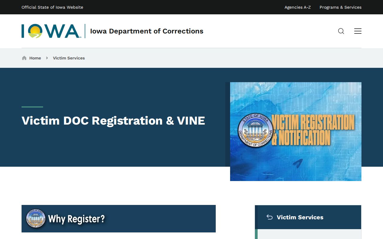 Iowa Department of Corrections VINE custody notification information
