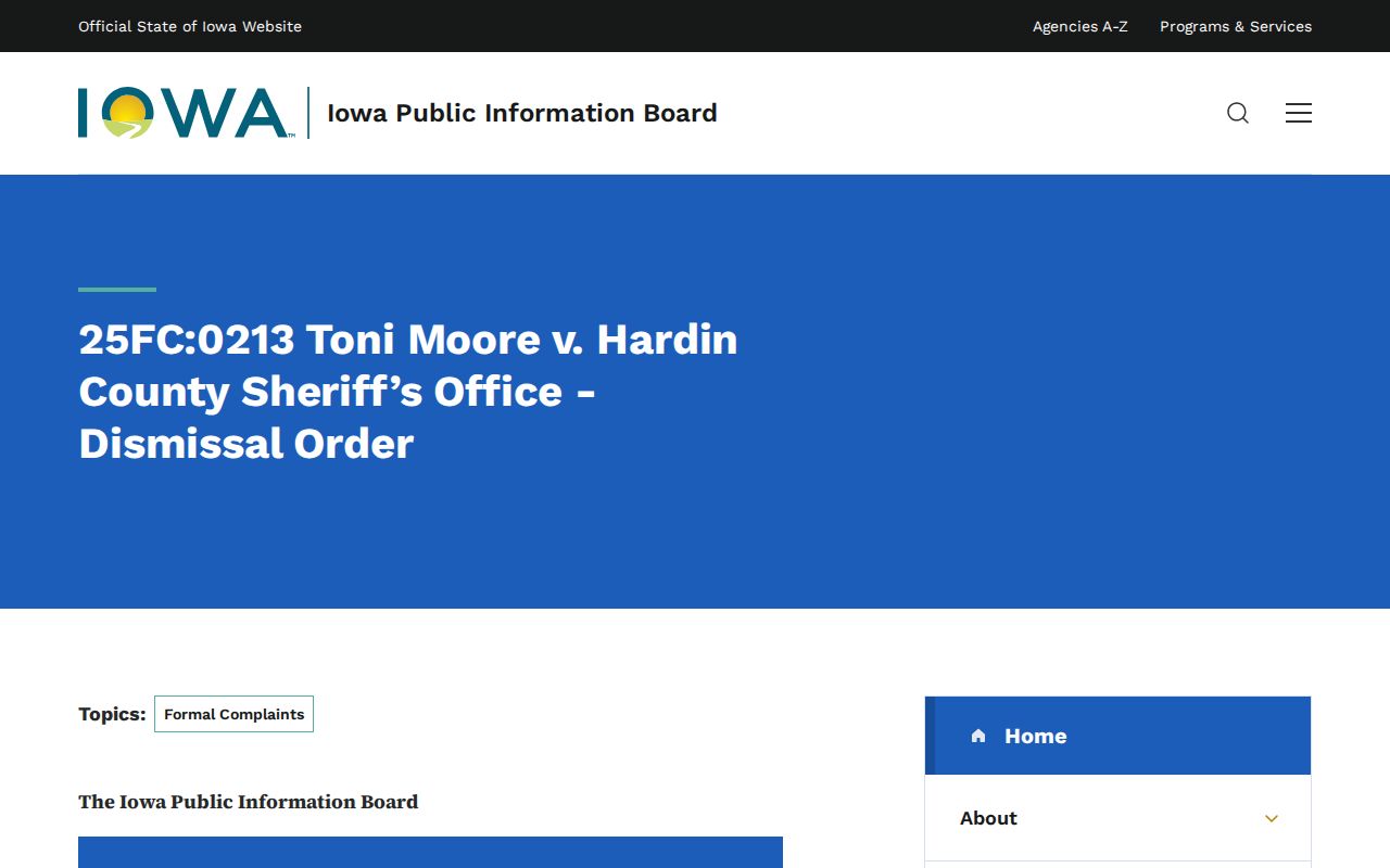Iowa Public Information Board dismissal order about a sheriff's online roster